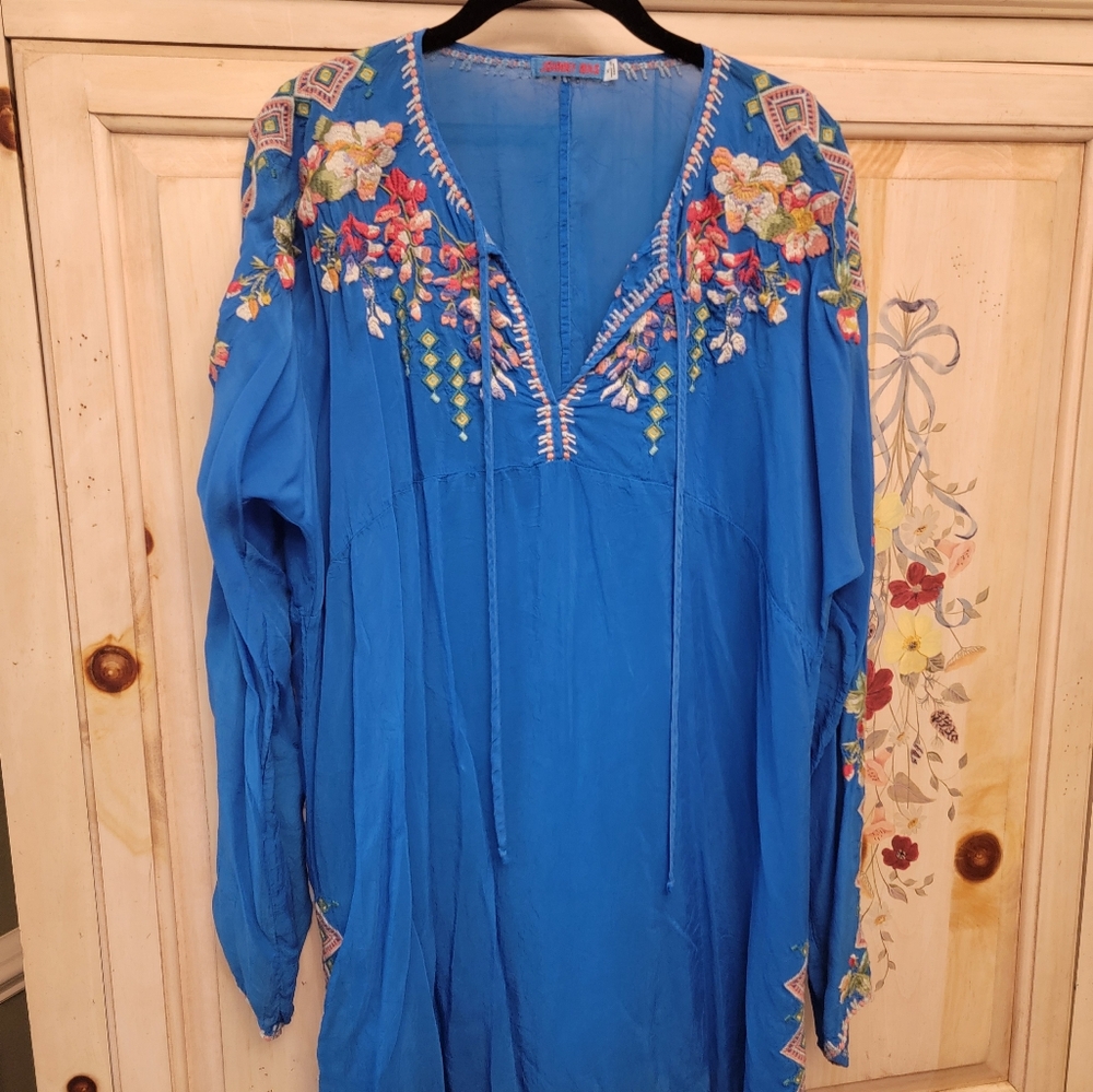 Johnny Was royal blue tunic